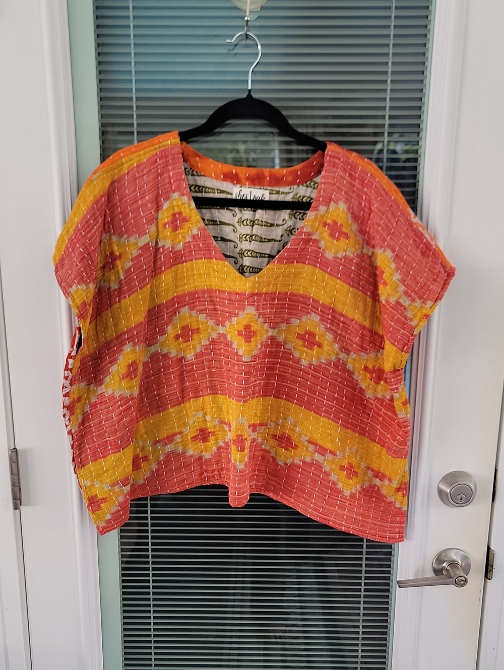 Kantha Boxy Cropped With Side Slits OS Fits Most Cotton